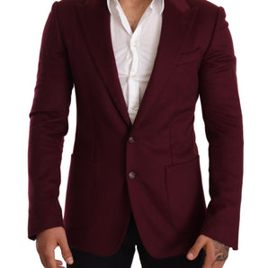 Dolce &amp; Gabbana Elegant Maroon Bordeaux Cashmere Blazer