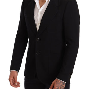 Dolce &amp; Gabbana Elegant Slim Fit Black Cotton Blazer