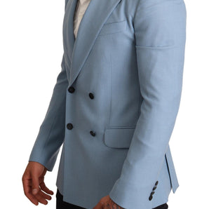 Dolce & Gabbana Elegant Blue Cashmere-Silk Men's Blazer