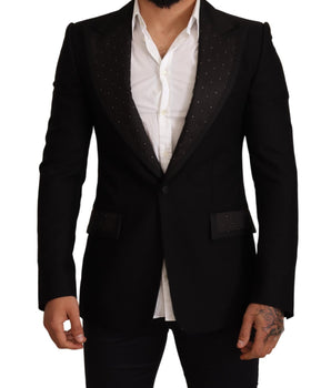 Dolce &amp; Gabbana Black Wool Slim Fit Coat Blazer Jacket