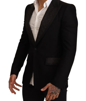 Dolce &amp; Gabbana Black Wool Slim Fit Coat Blazer Jacket