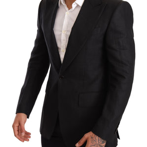 Dolce & Gabbana Elegant Slim Fit Black Linen Blazer