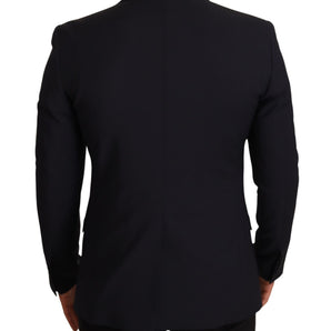 Dolce &amp; Gabbana Elegant Dark Blue Wool Blend Martini Suit