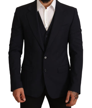 Dolce & Gabbana Elegant Dark Blue Wool Blend Martini Suit Dolce & Gabbana 