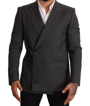 Dolce & Gabbana Chic Gray Check Martini Slim Fit Double-Breasted Blazer Dolce & Gabbana 