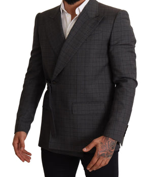 Dolce & Gabbana Chic Gray Check Martini Slim Fit Double-Breasted Blazer Dolce & Gabbana 