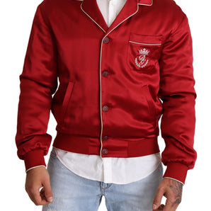 Dolce &amp; Gabbana suntuosa chaqueta bomber roja de seda