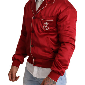 Dolce &amp; Gabbana suntuosa chaqueta bomber roja de seda