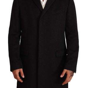 Dolce & Gabbana Elegant Gray Long Overcoat in Pure Cashmere