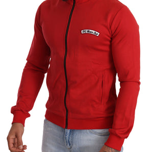 Dolce &amp; Gabbana Elegant Red Full Zip Sweater with DG Motor Club Motif