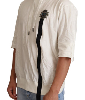 Dolce & Gabbana Exquisite Off-White Cotton Hooded Sweater Dolce & Gabbana 