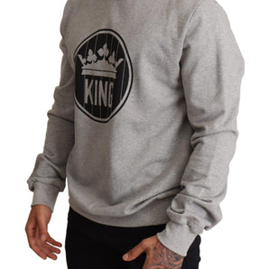 Dolce &amp; Gabbana Regal Crown Cotton Sweater - Sophisticated Gray