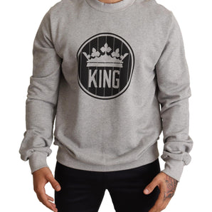 Dolce &amp; Gabbana Regal Crown Cotton Sweater - Sophisticated Gray