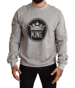 Dolce & Gabbana Regal Crown Cotton Sweater - Sophisticated Gray Dolce & Gabbana 