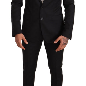 Dolce & Gabbana Elegant Martini Black Wool Suit