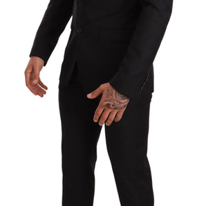 Dolce &amp; Gabbana Elegant Martini Black Wool Suit