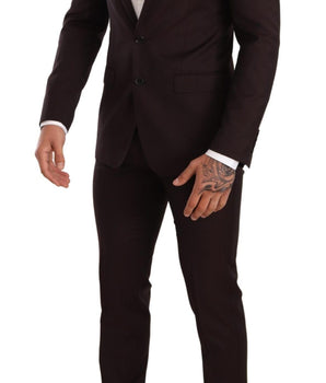 Dolce & Gabbana Elegant Bordeaux Striped Martini Suit Dolce & Gabbana 