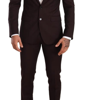 Dolce & Gabbana Elegant Bordeaux Striped Martini Suit Dolce & Gabbana 