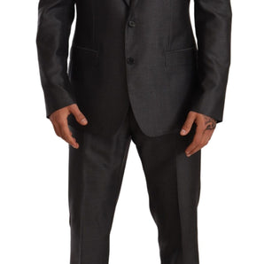 Dolce &amp; Gabbana Elegant Gray Martini Slim Fit Silk-Wool Suit