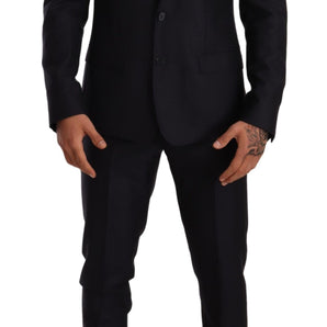 Dolce &amp; Gabbana Elegant Slim Fit Jacquard Suit in Blue