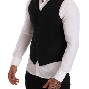 Dolce &amp; Gabbana Elegant Black Cotton Formal Dress Vest