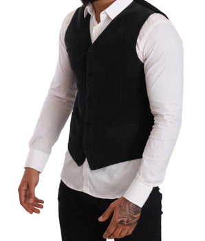 Dolce & Gabbana Elegant Black Cotton Formal Dress Vest Dolce & Gabbana 