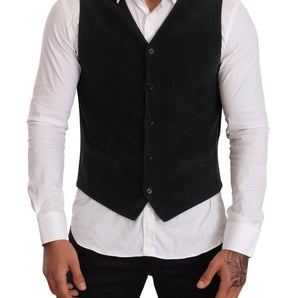 Dolce &amp; Gabbana Elegant Black Cotton Formal Dress Vest