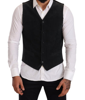 Dolce & Gabbana Elegant Black Cotton Formal Dress Vest Dolce & Gabbana 