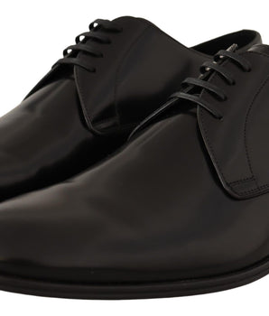 Dolce &amp; Gabbana Black Leather Lace Up Men Dress Derby Shoes