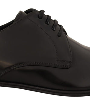 Dolce &amp; Gabbana Black Leather Lace Up Men Dress Derby Shoes