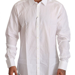 Dolce & Gabbana White Cotton Martini Fit Shirt