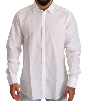 Dolce & Gabbana White Cotton Martini Fit Shirt Dolce & Gabbana 