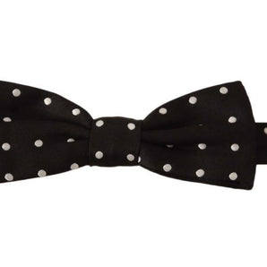 Dolce &amp; Gabbana Elegant Black Polka Dot Silk Bow Tie