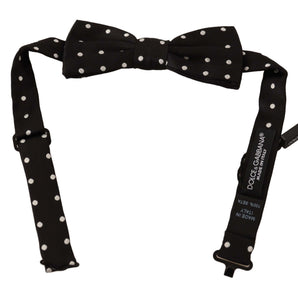 Dolce &amp; Gabbana Elegant Black Polka Dot Silk Bow Tie