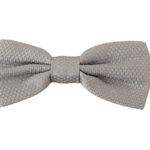 Dolce &amp; Gabbana Elegant Silver Silk Bow Tie