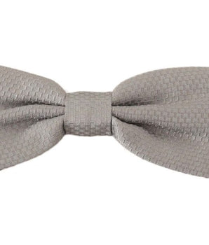 Dolce & Gabbana Elegant Silver Silk Bow Tie Dolce & Gabbana 