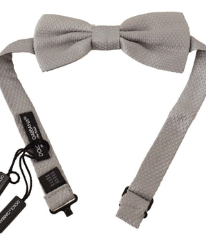 Dolce & Gabbana Elegant Silver Silk Bow Tie Dolce & Gabbana 