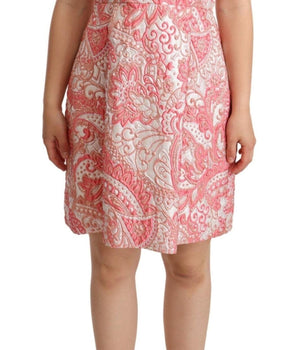 Dolce & Gabbana Elegant Pink Jacquard Floral Sheath Dress Dolce & Gabbana 
