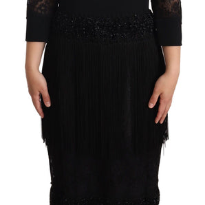 Dolce &amp; Gabbana Elegant Lace Midi Dress in Black