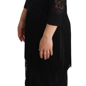 Dolce &amp; Gabbana Elegant Lace Midi Dress in Black