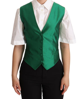 Dolce & Gabbana Elegant Green Silk Blend Waistcoat Dolce & Gabbana 