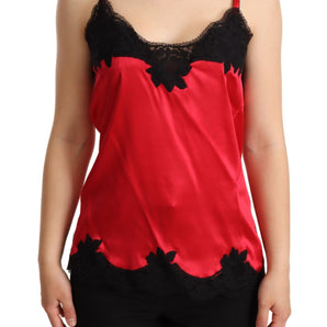 Dolce &amp; Gabbana Enchanting Red Silk Blend Lace Camisole