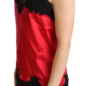 Dolce &amp; Gabbana Enchanting Red Silk Blend Lace Camisole