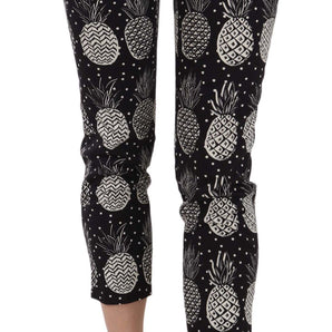 Dolce &amp; Gabbana Chic Black Pineapple Print Skinny Capri Pants