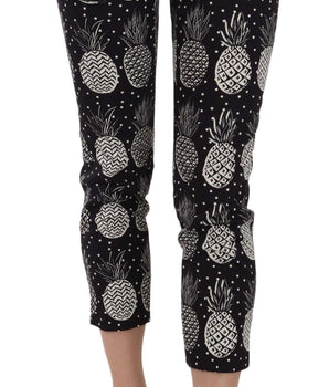 Dolce & Gabbana Black Pineapple Print Skinny Capri Pants Dolce & Gabbana 