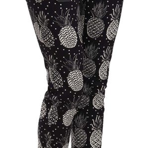 Dolce &amp; Gabbana Chic Black Pineapple Print Skinny Capri Pants