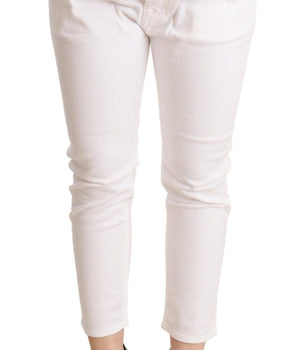 CYCLE White Mid Waist Slim Fit Skinny Cotton Stretch Trouser CYCLE 