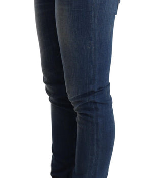 Acht Blue Washed Low Waist Skinny Denim Jeans Pant