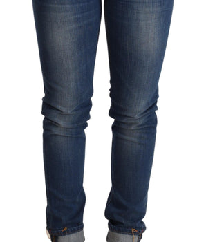 Acht Blue Washed Low Waist Skinny Denim Jeans Pant