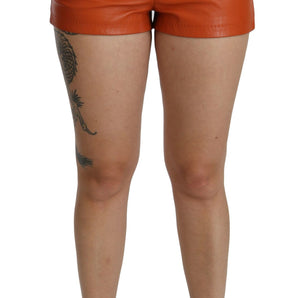 Dolce &amp; Gabbana Chic Orange Leather High Waist Hot Pants